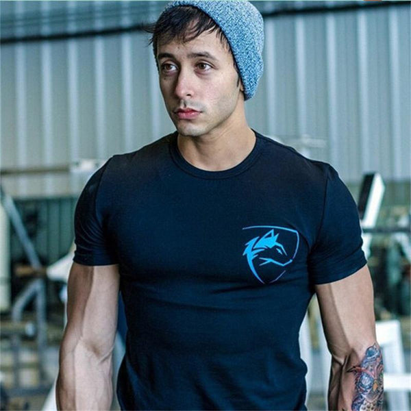 Men Short Sleeve Cotton T-shirt Casual Fashion Slim Letter Print T Shirt Male Jogger Gyms Fitness Bodybuilding Tees Summer Tops