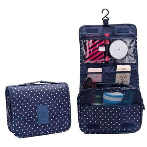 Portable Hanging Women Men Cosmetic Bag Waterproof Makeup Travel Organizer Beauty Make Up Bag Case Necessaries Cosmetics Storage - Navy Blue