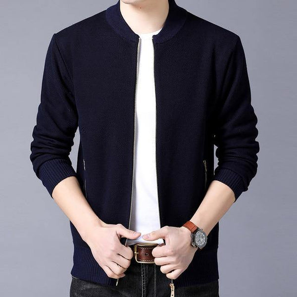 Planet Gates Navy Blue / M Brand-Clothing Jacket Men Casual  Collar Coat Men Solid Color Mens Clothes zipper Pockets Men's Jacket