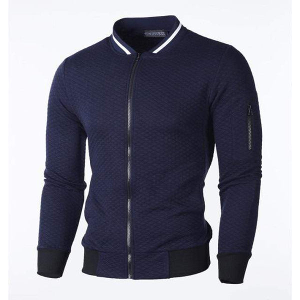 Planet Gates Navy Blue / M Casual Men's Cardigan Sweatshirt Stand Collar Slim Fit Sweatshirt Men's Long Sleeve Zip Knit Cardigan Sweatshirt
