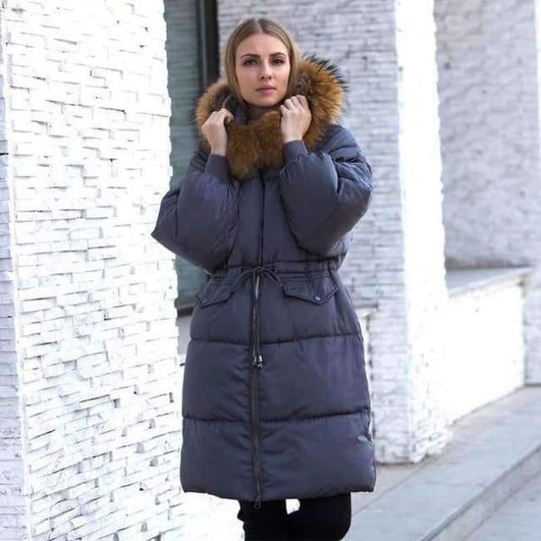 Planet Gates Navy Blue / M Jacket Women 2018 Female Parka With Large Real Raccoon Fur Hooded Coats And Jackets Thick Warm Parkas Outwear Plus Size