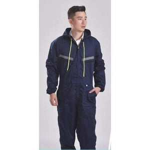 Planet Gates Navy Blue male / S Men Women Coveralls Long Sleeve Hooded Reflective strip Overalls Auto Repair Engineering Spray Paint Workwear Working Uniforms