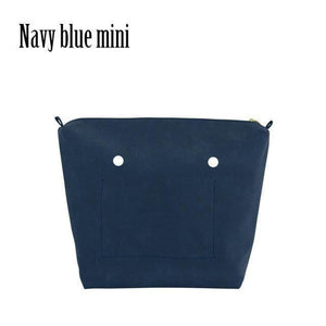 Planet Gates navy blue mini PU Nubuck Frosted Leather Waterproof Inner Lining Zipper Pocket for Obag Classic Mini  Lining Insert for O BAG