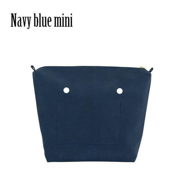 Planet Gates navy blue mini PU Nubuck Frosted Leather Waterproof Inner Lining Zipper Pocket for Obag Classic Mini  Lining Insert for O BAG
