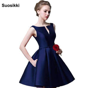 Planet Gates Navy Blue NO.57 / 6 New fashion fuchsia vestido de noiva short design Champange color lace up bridal party cocktail dress