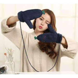 Planet Gates navy blue / One Size 2018 New Winter Warm Plush Gloves Women Girl Cute Cartoon  Warm Soft Fingerless Winter Gloves Soft Warm Mittens