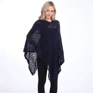 Planet Gates Navy Blue / One Size Sexy Bikini Cover Up Thin Sweater Women Solid Hollow Out Cardigan Poncho Plus Size Pullovers Sweaters