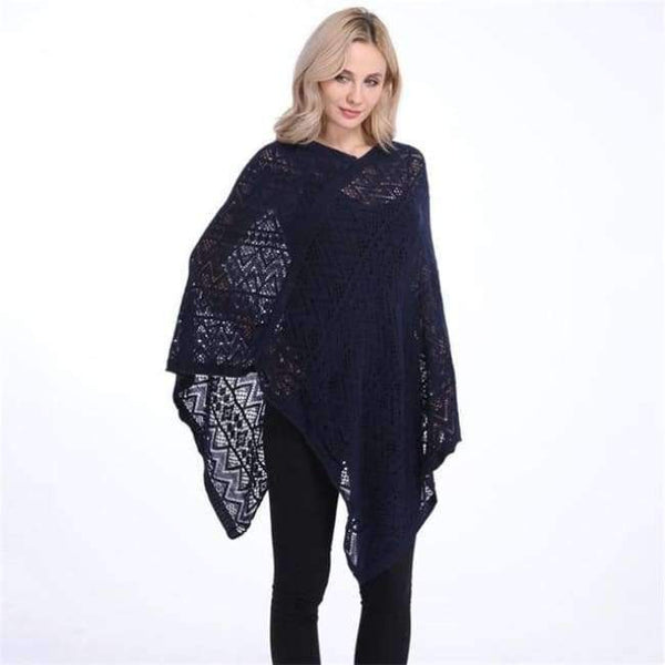 Planet Gates Navy Blue / One Size Sexy Bikini Cover Up Thin Sweater Women Solid Hollow Out Cardigan Poncho Plus Size Pullovers Sweaters