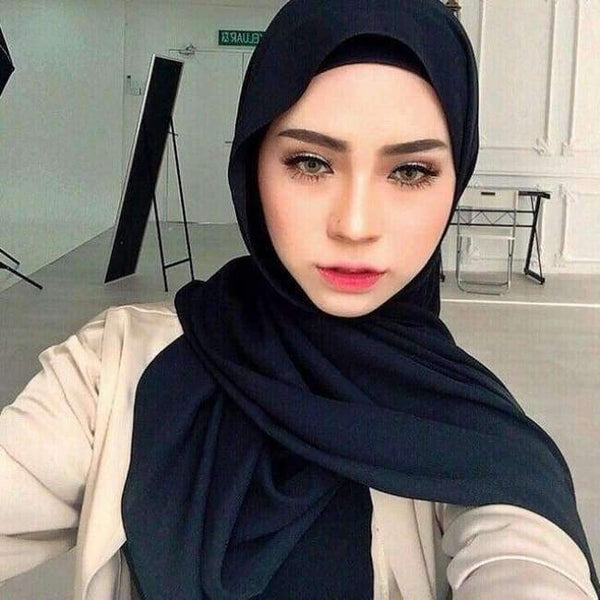Planet Gates Navy Blue Popular Malaysia style women plain bubble chiffon scarf hijab wrap solid color shawls headband muslim hijabs scarves/scarf