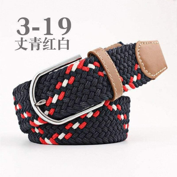 Fashion Wide Belt For Men Women Elastic Knitted Braid Jeans Dress Belt With Leather Metal Buckle Casual Belt For Unisex