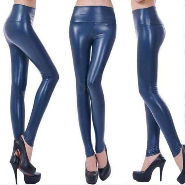 Planet Gates Navy Blue / S Fashion Black PU Leather Leggings Pants For Female Plus Size Autumn Spring Sexy Stretch Slim Skinny Legging Trousers F80