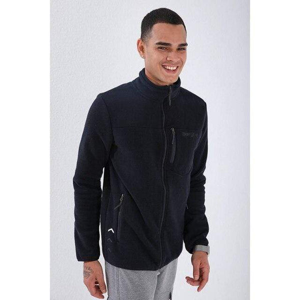 Planet Gates Navy Blue / S / TURKEY Casual Zipper Sweatshirts Male Tracksuit Fashion Jacket Mens Clothing Outerwear Sweatshirt Men's Pocket Zipper Sweatshirt Slim Fit Stand Collar Fleece No Hoodie Sport Clothing 87890