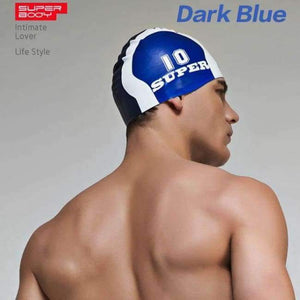 Planet Gates Navy Blue Water man swimming caps silicone boys 2016 new blue bathing cap male adult professional waterproof ear Sale