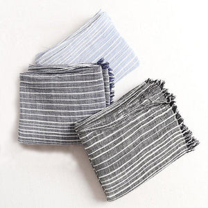 Planet Gates navy blue Winter Scarf Women and Men Striped Cotton Linen Scarfs Vintage Oversized Shawls and Scarves