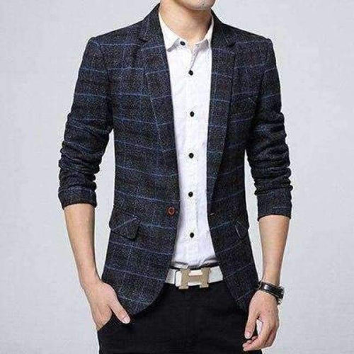 Planet Gates Navy blue / XXXL 2017 New Arrival Business mens blazer Casual Blazers Men lattice Formal jacket Popular Design Men Dress Suit Jackets