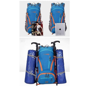 Planet Gates Navy Camping Hiking Backpack 45L Waterproof Trekking Sports Bag Fishing Backpacks Mountaineering Bag Climbing Travel Rucksack