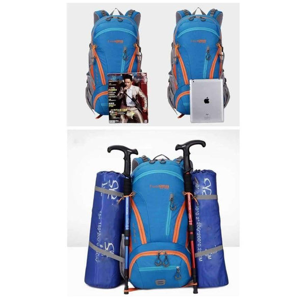 Planet Gates Navy Camping Hiking Backpack 45L Waterproof Trekking Sports Bag Fishing Backpacks Mountaineering Bag Climbing Travel Rucksack