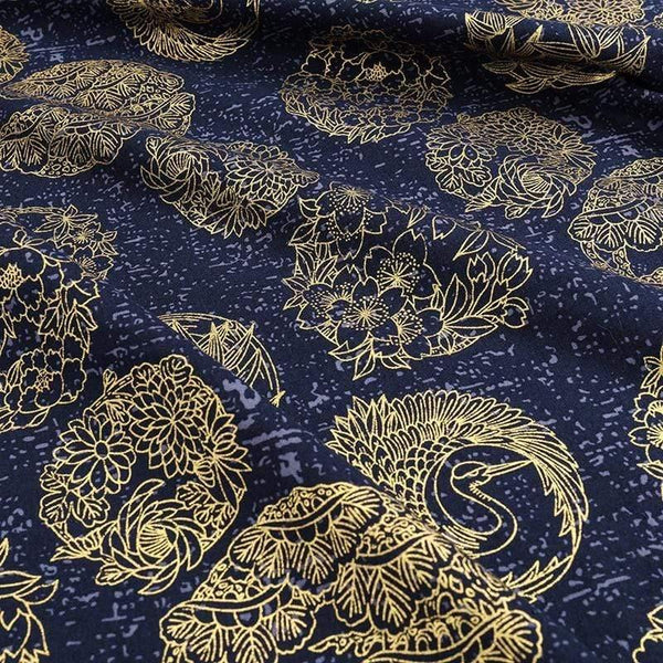 Planet Gates Navy Cotton Fabric By Half Yards Japanese Sewing Fabric For DIY Kimono Handicraft Materials For Children TJ1023