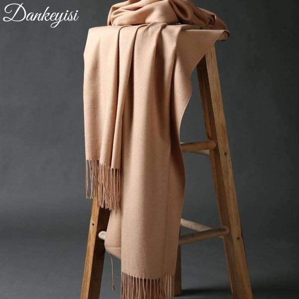 DANKEYISI Luxury Winter Scarf Women Thicken Warm Scarves Wool Cashmere Scarf Man Wrap Pashmina Tassels Solid Color Scarf hijab