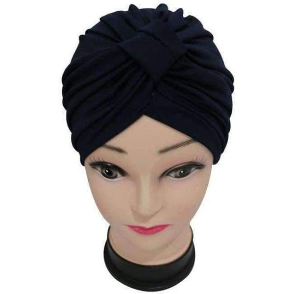 Planet Gates Navy Free Shipping 2018 New Fashion Black Burgundy  Navy Solid Color Soft Modal Indian Turban Hats Cap For Women