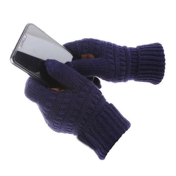 Planet Gates navy / free size for adult Winter Gloves Women Fashion Knit Handschoenen Guantes Finger Touch Screen Gloves Men Mittens