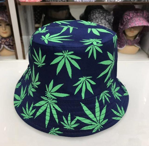 Planet Gates navy green / 56-58cm Leaf Panama Bucket Hat Women Men Hip Hop Cap Couple Summer Cotton Fishing Hat Sun Flat Top Fisherman Hats Caps Boonie Gift