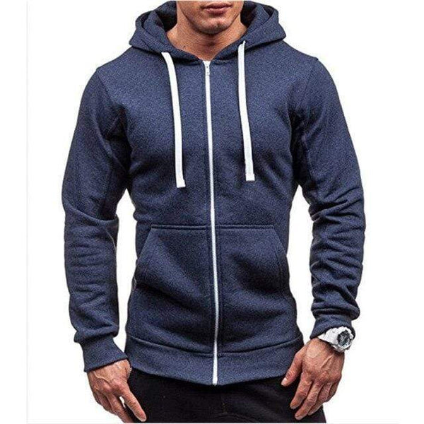Planet Gates Navy / L Men Hoodies Jacket Spring Drawstring Zipper Hooded Sweatshirt Male Long Sleeve Pocket Pullover Autumn Hoodie Coat MWW145