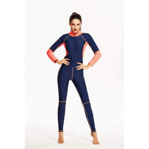 Planet Gates navy / L Women Swimwear 2017 Bikini Diving Suit Swimsuit High Quality Cover Up Zipper Retro Bodysuit Swim Wear Girl Sports Biquini