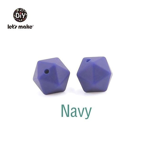 Planet Gates Navy Let's Make 10pc 14mm Silicone Beads Hexagon Bpa Free Silicone Teether Diy Teething Toy Baby Chewable Accessories Baby Teether