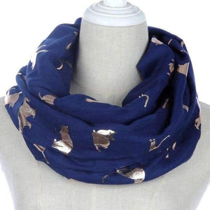 Planet Gates Navy Loop New Design Fashion Shiny Pink Grey Navy Color Foil Gold Metallic Cat Scarf Wrap Shawl Foulard Ladies Mother Gifts