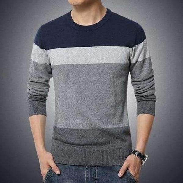 Planet Gates Navy / M 2018 New Autumn Fashion Brand Casual Sweater O-Neck Striped Slim Fit Knitting Mens Sweaters And Pullovers Men Pullover Men M-5XL