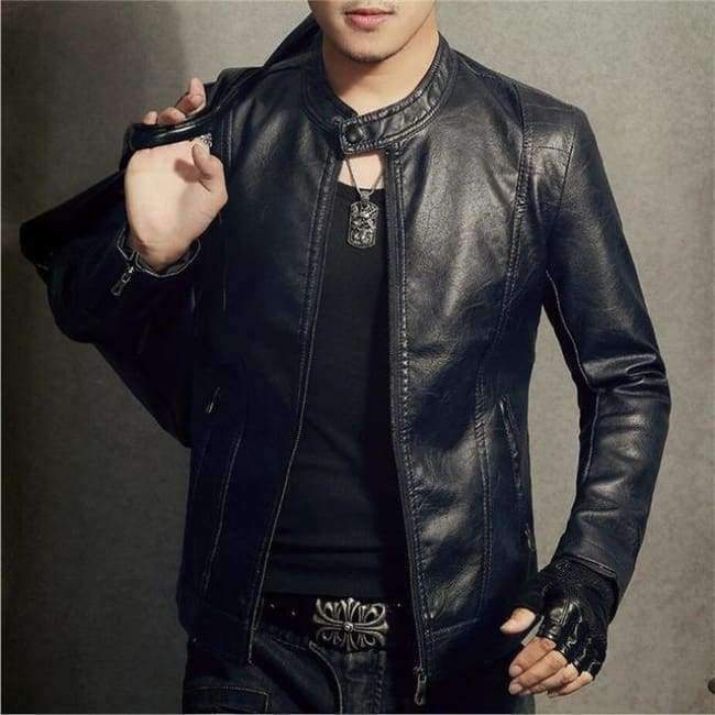 Planet Gates New 2018 Winter Motorcycle Bomber Leather Jacket Men's Autumn Casual Business Slim Biker Faux Leather Jacket Men Outwear Coat