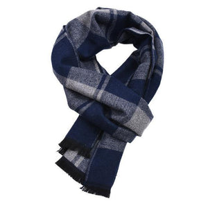 Planet Gates Navy Men New Autumn Plaids Contrast Colors Long Shawl Male Stripes Geometric Wrap Winter Chevron