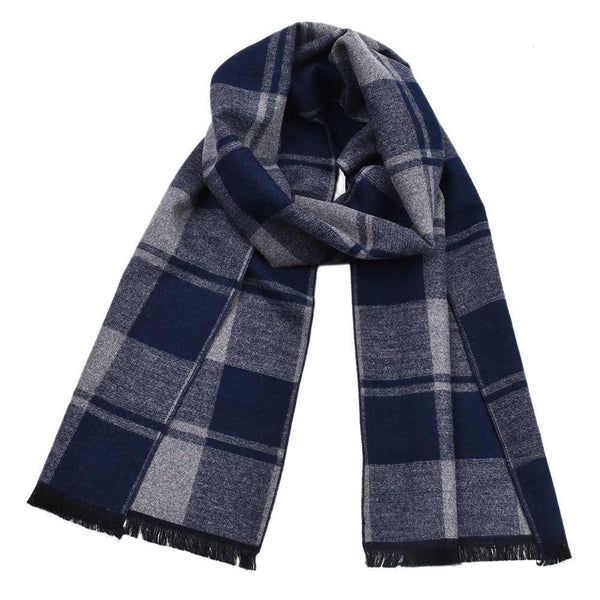 Planet Gates Navy Men New Autumn Plaids Contrast Colors Long Shawl Male Stripes Geometric Wrap Winter Chevron