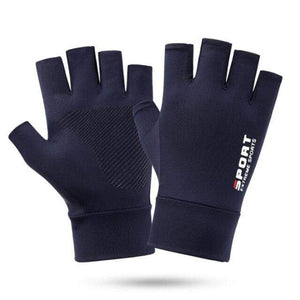 Planet Gates Navy / One Size Quick Dry Bicycle Gloves For Cycling Men's Fingerless Gloves Solid Mtb Bike Riding Glove Anti-Slip Motorcycle Driving Gloves