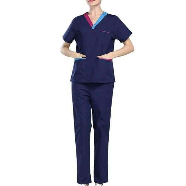 Planet Gates Navy / S Scrubs Medical Uniforms Women Short Sleeve Nurse Uniform Sets Breathable Hospital Surgical Clothing Workwear for Dental Clinic