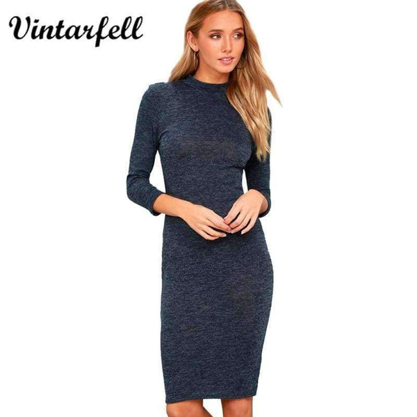 Planet Gates Navy / S Vintarfell Summer Dress Women 2018 Hot Full Sleeve O-neck Sundress Female Knee-Length Sexy Casual Cotton Vestido De Festa Femme