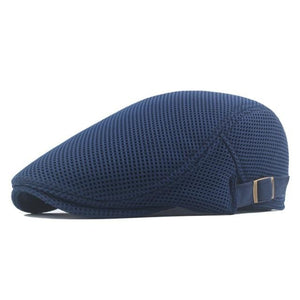 Planet Gates Navy Summer Men's Beret Solid Color Hollow Mesh Cap Breathable Adjustable ladies Sun Hat