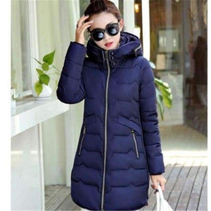 Planet Gates navy / XL Winter Jacket Women Cotton Long Jacket Fashion 2017 Girls Padded Slim Plus Size Hooded Parkas Stand Collar Coat C423