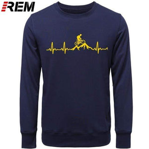 Planet Gates NAVY YELLOW / XS Hoodies Mountain Bike Heartbeat Funny MTB Dirt Bike Plus Custom LONG Sleeve Men's Fashion Family Cotton Hoodies, Sweatshirts