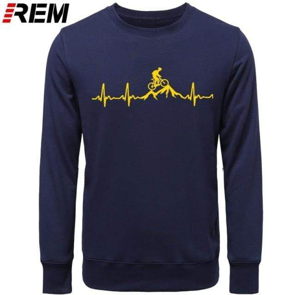 Planet Gates NAVY YELLOW / XS Hoodies Mountain Bike Heartbeat Funny MTB Dirt Bike Plus Custom LONG Sleeve Men's Fashion Family Cotton Hoodies, Sweatshirts