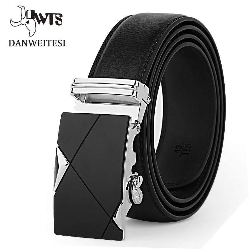 Planet Gates NE305 gold / 105cm 29to31 Inch Leather Strap Belts For Men Top Quality Automatic Buckle black Belts Cummerbunds