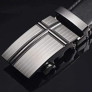 Planet Gates NE309 / 105cm 29to31 Inch Leather Strap Belts For Men Top Quality Automatic Buckle black Belts Cummerbunds