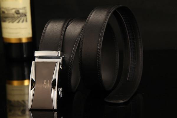 Planet Gates NE312 silvery / 105cm 29to31 Inch Leather Strap Belts For Men Top Quality Automatic Buckle black Belts Cummerbunds