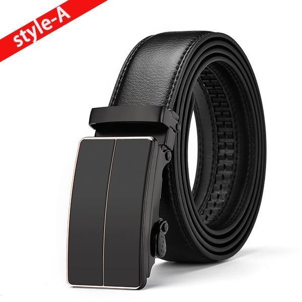 Planet Gates NE704 / 120cm 35to37 Inch Leather Belts For Men Automatic Male Belts Cummerbunds Leather Belt Men dropshipping Black Belts 105cm-125cm