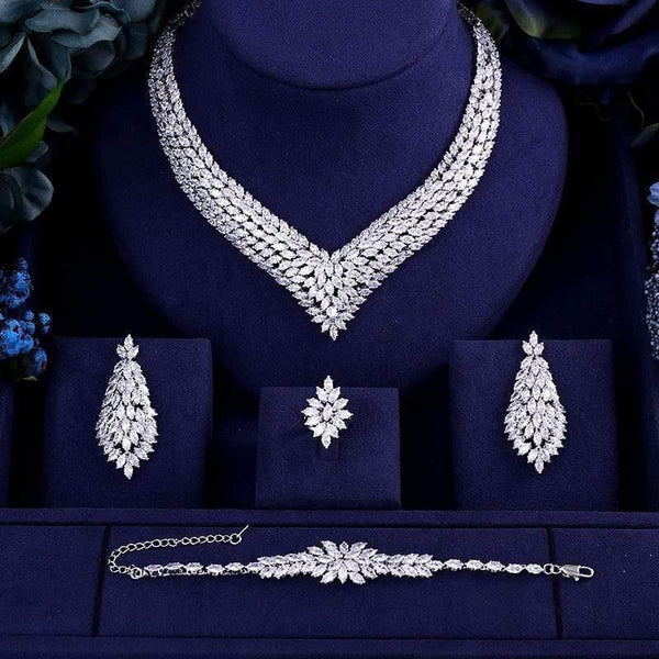 Planet Gates Necklace ,drop earrings ,bracelet and ring 4pcs dubai full wedding bridal jewelry set for woman
