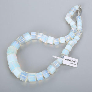 Planet Gates Necklace Magnesite Square Diamond Big Necklace Statement Natural Stone Gemstone Power Crystal Women Fine Jewelry