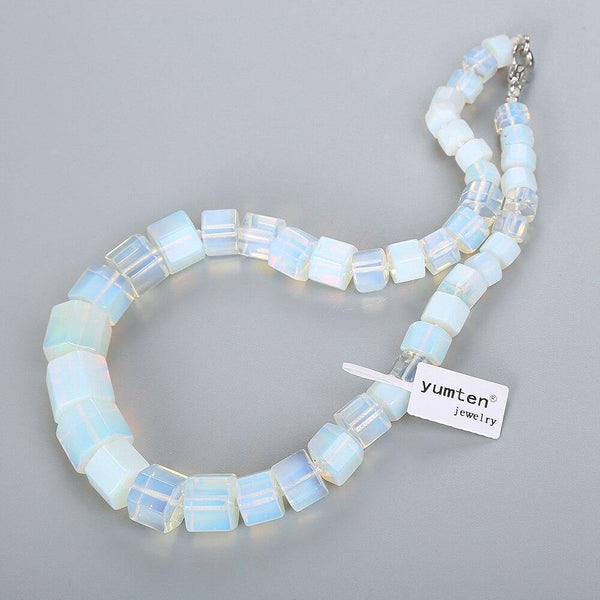 Planet Gates Necklace Magnesite Square Diamond Big Necklace Statement Natural Stone Gemstone Power Crystal Women Fine Jewelry