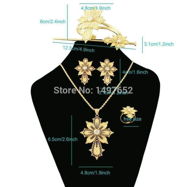 Planet Gates Necklace/Pendant/Bangle/Earring/Ring/Hairpin . Gold Color Habesha Jewelry African bridal jewelry sets