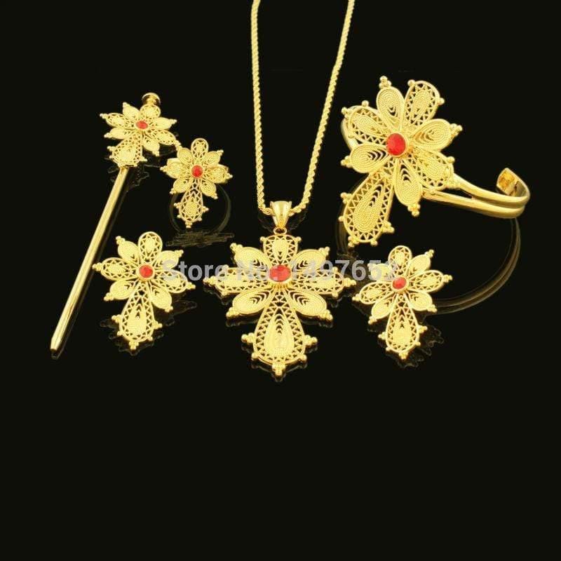 Planet Gates Necklace/Pendant/Bangle/Earring/Ring/Hairpin . Gold Color Habesha Jewelry African bridal jewelry sets